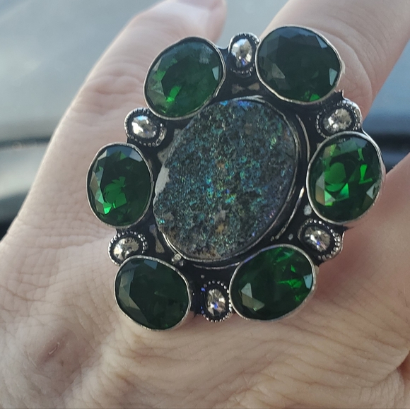 New Chrome Diopside 925 Silver Statement Ring. - Picture 8 of 13